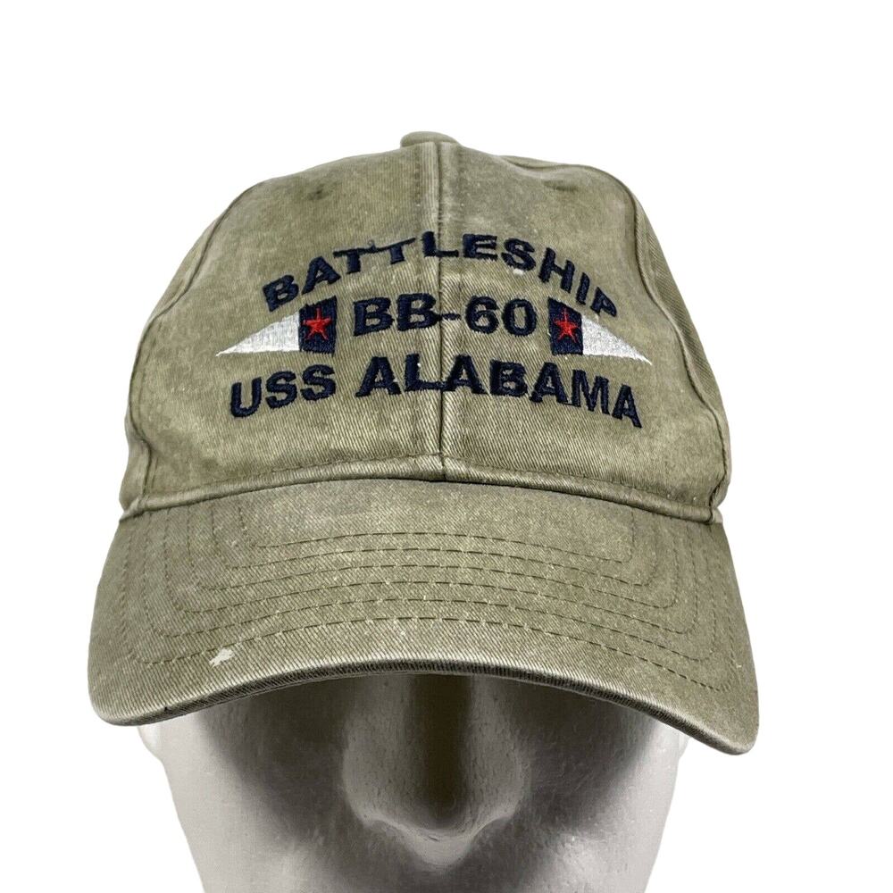 Battleship‎ BB-60 USS ALABAMA green strapback hat cap NAVY military USA